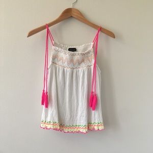 Topshop multicolor tank top with ties and tassels